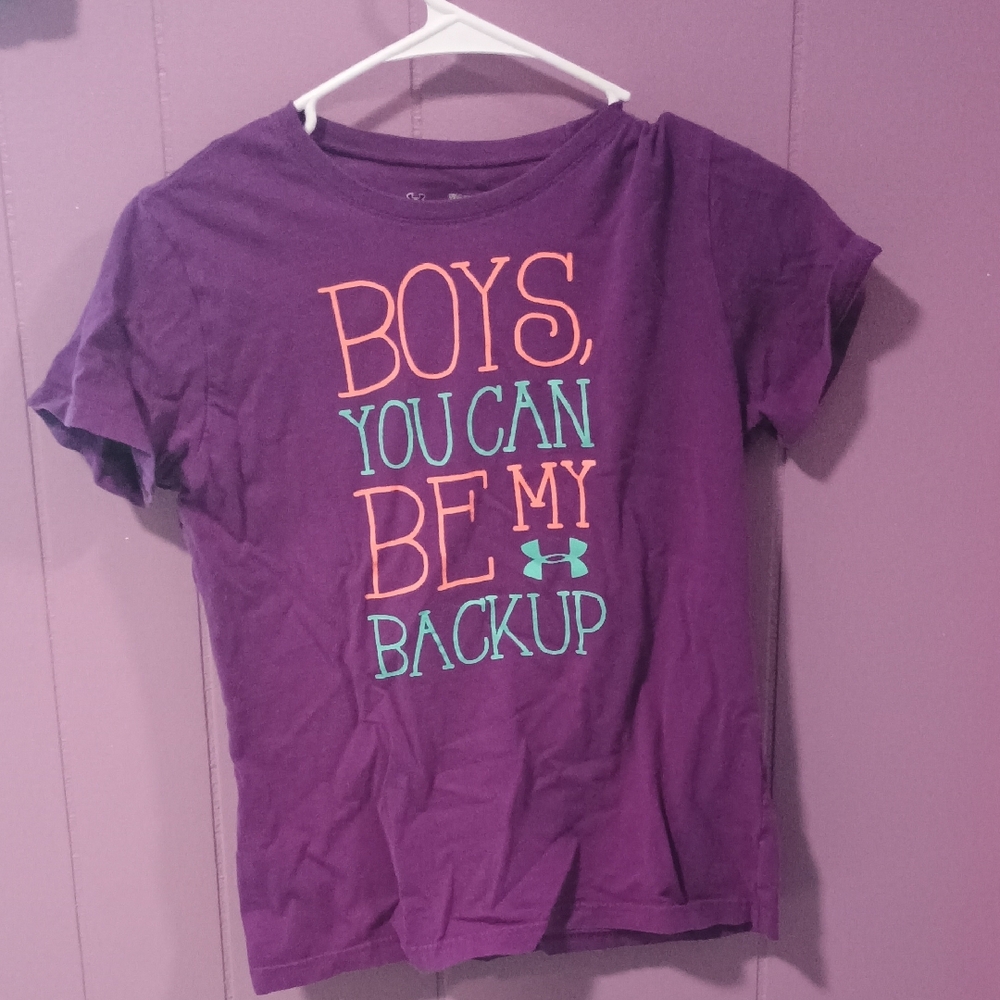Under Armour Kids' Tee in Purple with Colorful Text